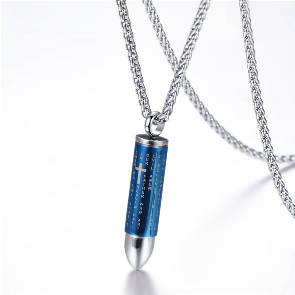 Watcher Wear: Lord's Prayer Stainless Steel Bullet Pendant Necklace