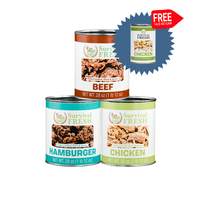 Mixed Meat 3 28oz Can Sampler Pack + FREE 14.5 oz Can of Chicken