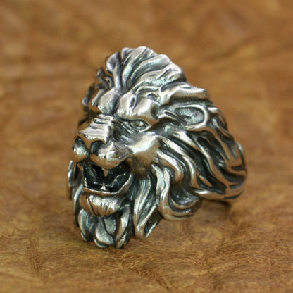 Sterling Silver Lion of Judah Battle Ring