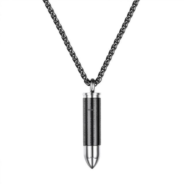 Watcher Wear: Lord's Prayer Stainless Steel Bullet Pendant Necklace
