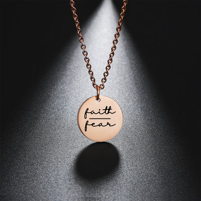 Faith Over Fear Round Pendant Necklace