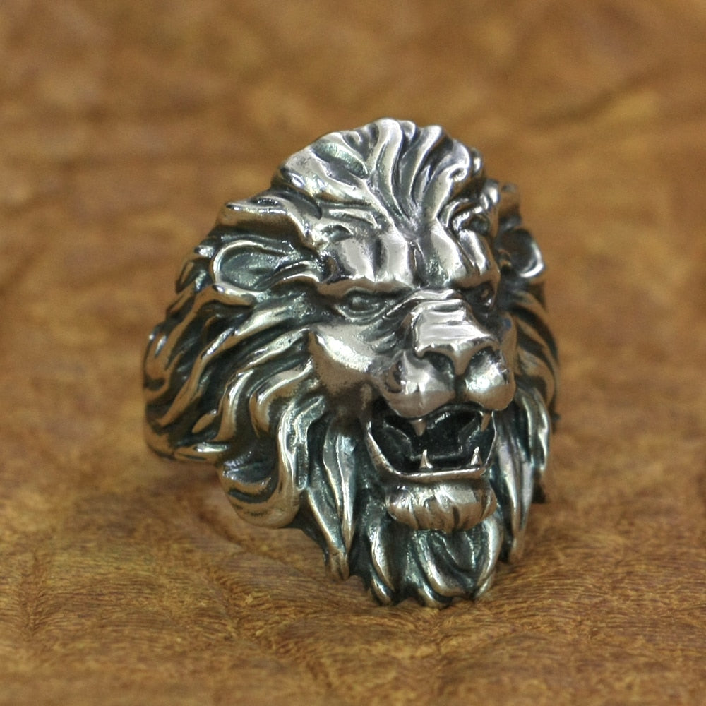 Sterling Silver Lion of Judah Battle Ring