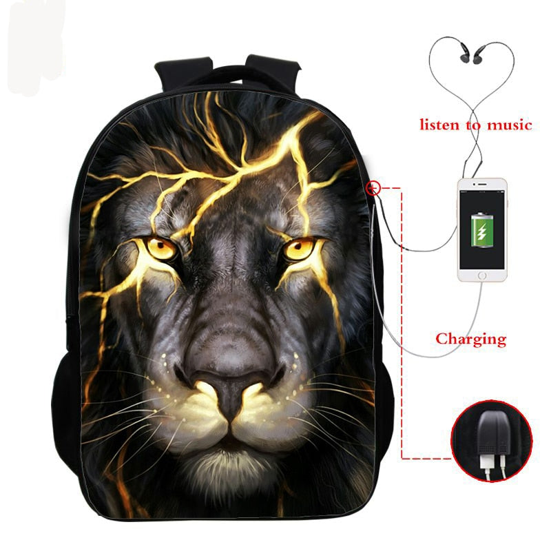 Lion of Judah USB Laptop & Cell Phone Charging Backpack