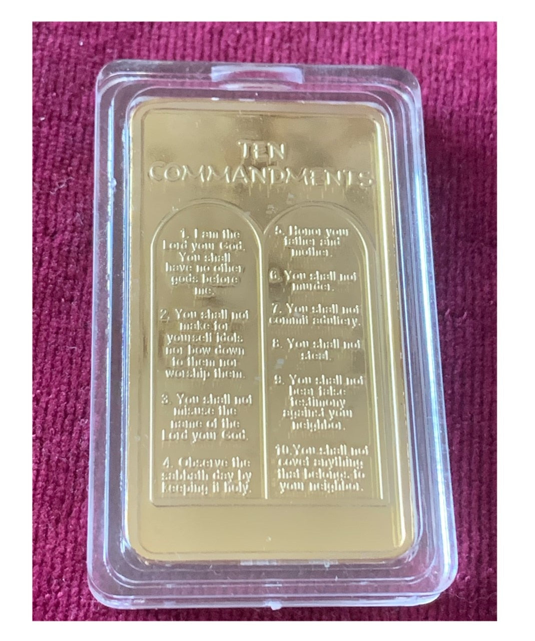 Moses on Mount Sinai Gold Ingot Bullion Bar with Ten Commandments